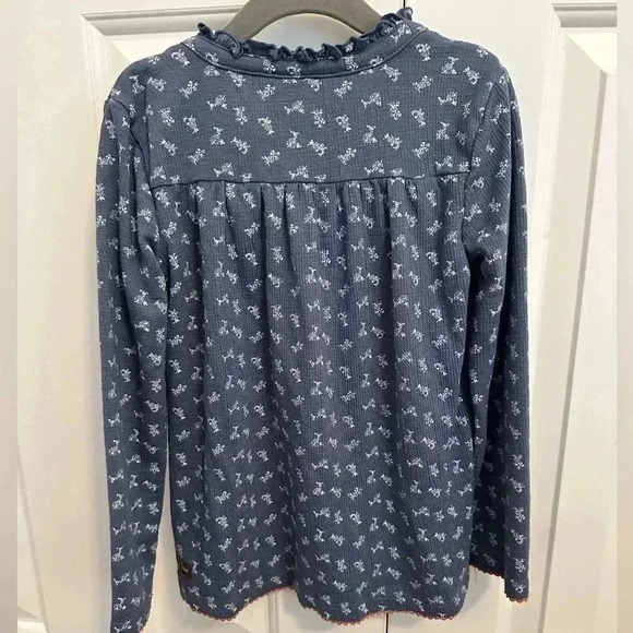 Matilda Jane JEMMA Peasant Top Girls 6 Blue Boho Floral Crochet Blouse - Picture 3 of 6
